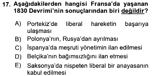 Genel Uygarlık Tarihi 2017-2018 Dönem Sonu Sınavı - 17. soru