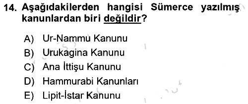 Genel Uygarlık Tarihi 2021-2022 Dönem Sonu Sınavı - 14. soru
