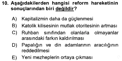 Genel Uygarlık Tarihi 2015-2016 Tek Ders Sınavı - 10. soru