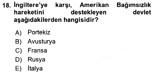 Genel Uygarlık Tarihi 2015-2016 Tek Ders Sınavı - 18. soru