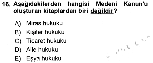 Hukukun Temel Kavramları 2016-2017 3 Ders Sınavı - 16. soru