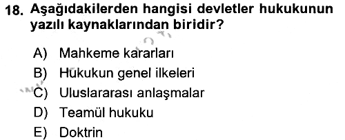 Hukukun Temel Kavramları 2016-2017 3 Ders Sınavı - 18. soru