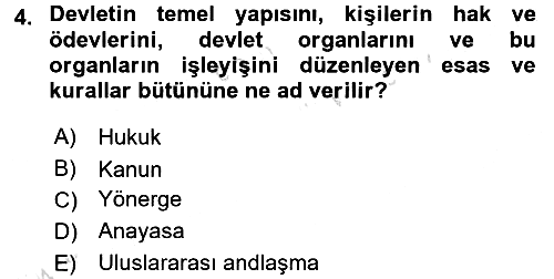 Hukukun Temel Kavramları 2018-2019 3 Ders Sınavı - 4. soru