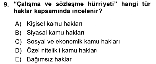 Hukukun Temel Kavramları 2018-2019 3 Ders Sınavı - 9. soru