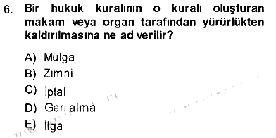 Hukukun Temel Kavramları 2013-2014 Ara Sınav - 6. soru