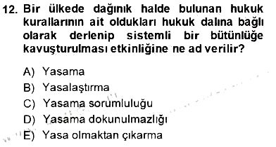 Hukukun Temel Kavramları 2014-2015 Ara Sınav - 12. soru