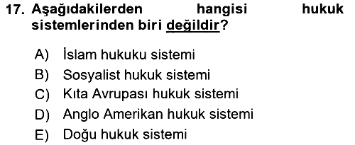 Hukukun Temel Kavramları 2016-2017 Ara Sınav - 17. soru