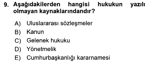 Hukukun Temel Kavramları 2023-2024 Ara Sınav - 9. soru