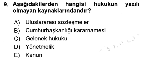 Hukukun Temel Kavramları 2024-2025 Ara Sınav - 9. soru