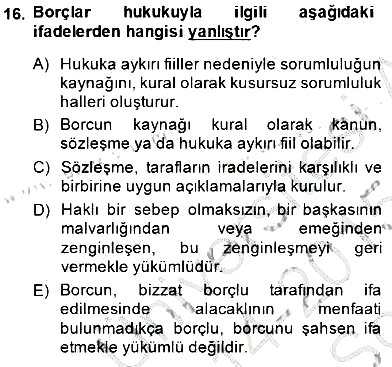 Hukukun Temel Kavramları 2014-2015 Dönem Sonu Sınavı - 16. soru