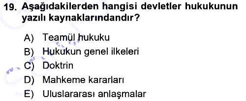 Hukukun Temel Kavramları 2015-2016 Dönem Sonu Sınavı - 19. soru