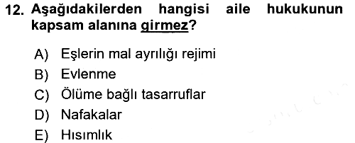 Hukukun Temel Kavramları 2016-2017 Dönem Sonu Sınavı - 12. soru