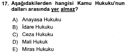 Hukukun Temel Kavramları 2017-2018 Dönem Sonu Sınavı - 17. soru