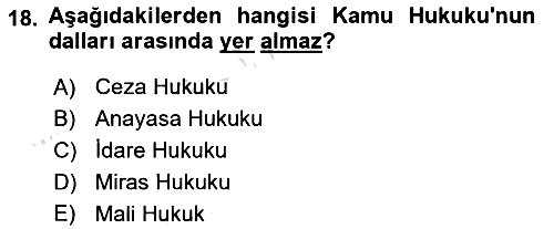 Hukukun Temel Kavramları 2019-2020 Dönem Sonu Sınavı - 18. soru