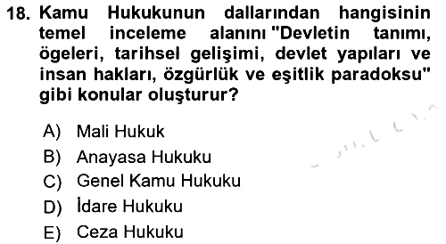 Hukukun Temel Kavramları 2021-2022 Dönem Sonu Sınavı - 18. soru