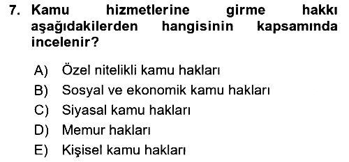 Hukukun Temel Kavramları 2024-2025 Dönem Sonu Sınavı - 7. soru
