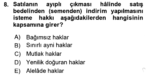 Hukukun Temel Kavramları 2024-2025 Dönem Sonu Sınavı - 8. soru