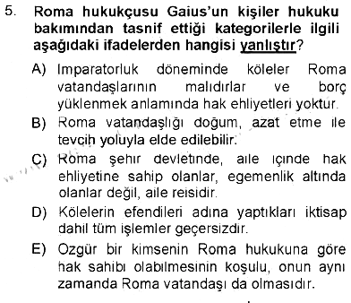 Hukukun Temel Kavramları 2012-2013 Tek Ders Sınavı - 5. soru
