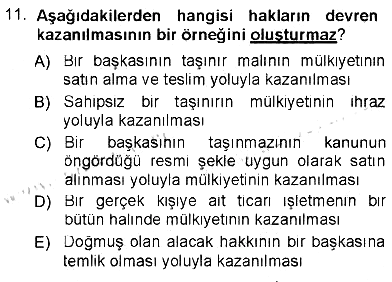 Hukukun Temel Kavramları 2012-2013 Tek Ders Sınavı - 11. soru