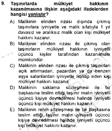 Hukukun Temel Kavramları 2013-2014 Tek Ders Sınavı - 9. soru