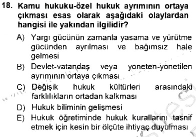 Hukukun Temel Kavramları 2013-2014 Tek Ders Sınavı - 18. soru