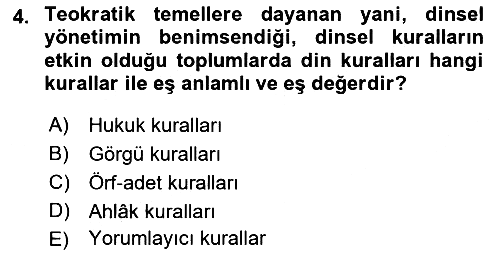 Hukukun Temel Kavramları 2018-2019 Yaz Okulu Sınavı - 4. soru