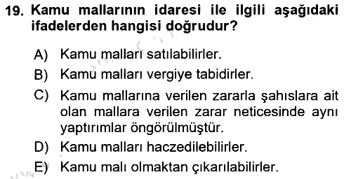 Hukukun Temel Kavramları 2024-2025 Yaz Okulu Sınavı - 19. soru
