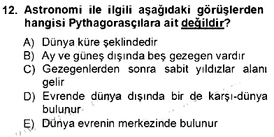 İlkçağ Felsefesi 2012-2013 Ara Sınav - 12. soru