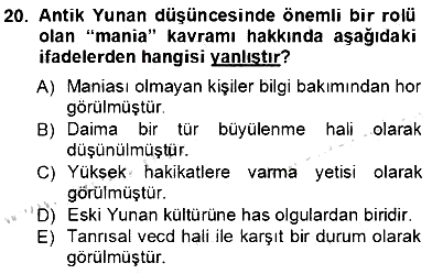 İlkçağ Felsefesi 2012-2013 Ara Sınav - 20. soru