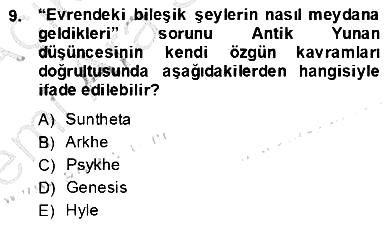 İlkçağ Felsefesi 2013-2014 Ara Sınav - 9. soru