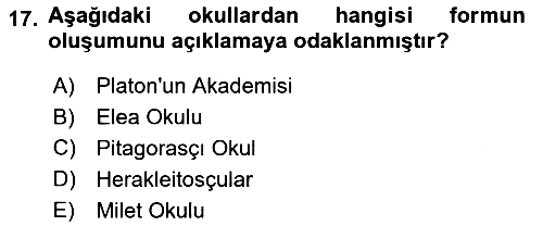İlkçağ Felsefesi 2024-2025 Ara Sınav - 17. soru