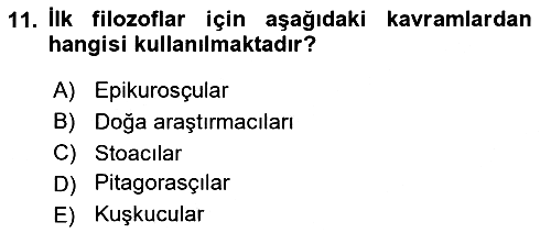 İlkçağ Felsefesi 2025-2026 Ara Sınav - 11. soru