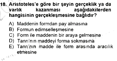 İlkçağ Felsefesi 2012-2013 Dönem Sonu Sınavı - 18. soru