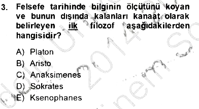 İlkçağ Felsefesi 2014-2015 Dönem Sonu Sınavı - 3. soru
