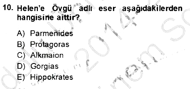 İlkçağ Felsefesi 2014-2015 Dönem Sonu Sınavı - 10. soru