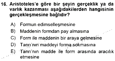 İlkçağ Felsefesi 2015-2016 Dönem Sonu Sınavı - 16. soru