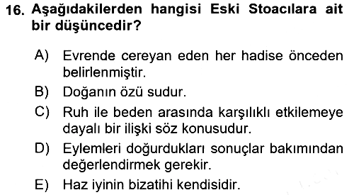 İlkçağ Felsefesi 2017-2018 Dönem Sonu Sınavı - 16. soru