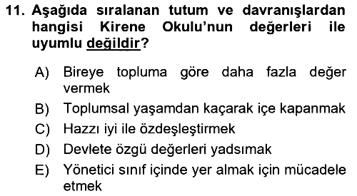 İlkçağ Felsefesi 2021-2022 Dönem Sonu Sınavı - 11. soru