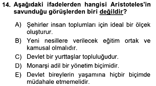 İlkçağ Felsefesi 2021-2022 Dönem Sonu Sınavı - 14. soru