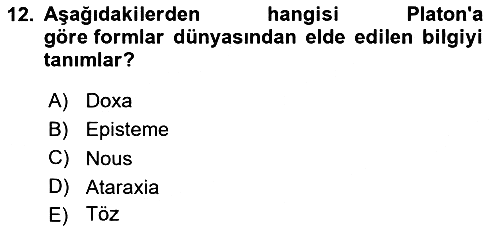 İlkçağ Felsefesi 2024-2025 Dönem Sonu Sınavı - 12. soru