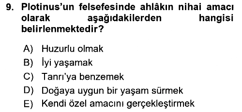 İlkçağ Felsefesi 2023-2024 Yaz Okulu Sınavı - 9. soru