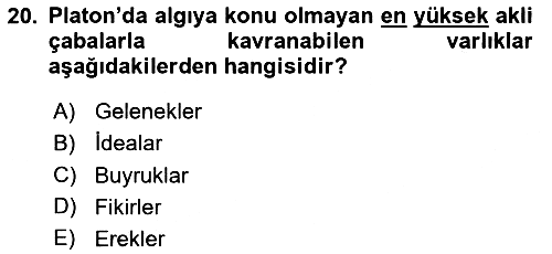 İlkçağ Felsefesi 2023-2024 Yaz Okulu Sınavı - 20. soru