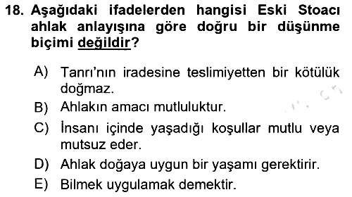 İlkçağ Felsefesi 2024-2025 Yaz Okulu Sınavı - 18. soru