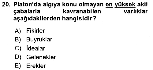 İlkçağ Felsefesi 2024-2025 Yaz Okulu Sınavı - 20. soru
