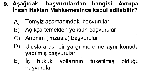 İnsan Hakları Ve Kamu Özgürlükleri 2017-2018 3 Ders Sınavı - 9. soru