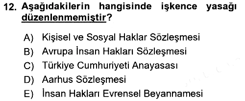 İnsan Hakları Ve Kamu Özgürlükleri 2017-2018 Dönem Sonu Sınavı - 12. soru