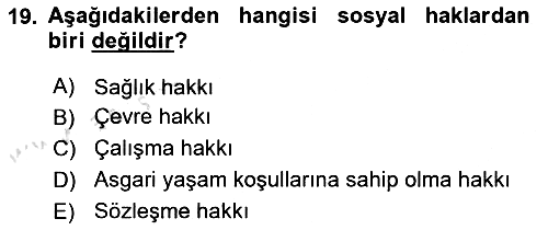 İnsan Hakları Ve Kamu Özgürlükleri 2019-2020 Dönem Sonu Sınavı - 19. soru