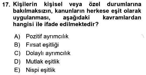 İnsan Hakları Ve Kamu Özgürlükleri 2023-2024 Yaz Okulu Sınavı - 17. soru