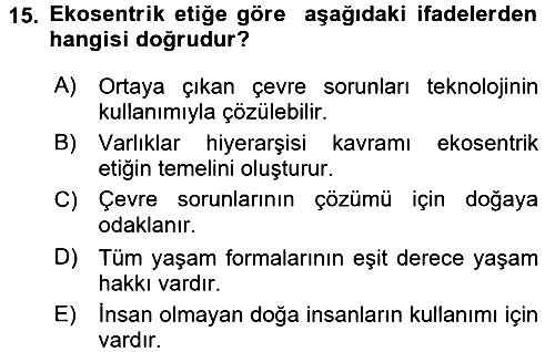 İnsan ve Toplum 2015-2016 Ara Sınav - 15. soru