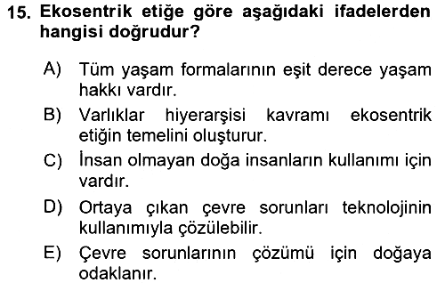 İnsan ve Toplum 2016-2017 Ara Sınav - 15. soru